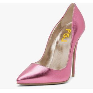 FSJ Pink Pointed Toe Pumps High Heel Sexy Stilettos Slip On Office Cute Shoes